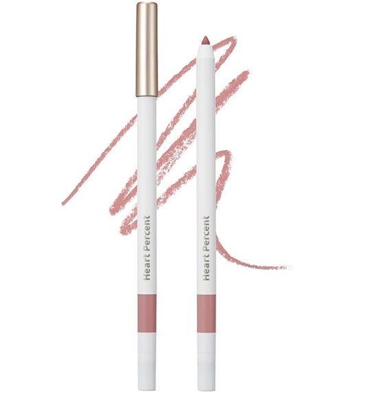 Heart Percent Dote On Mood Lip Pencil Slim, Defines and Fills Creamy Lip Liner Retractable Lipstick Pencil with Built-In Sharpener, #06. Rose Beige