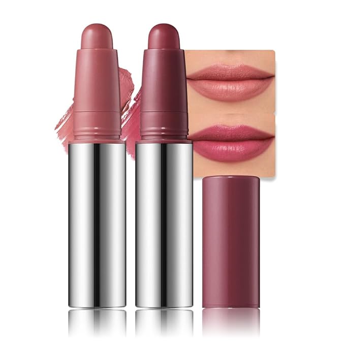 IATMOMOD 2Pcs Long Lasting Matte Lipstick Crayon Set, Waterproof Velvet Lip Liner Pencil, High Pigment Non-Drying 24H Cruelty-free Lip Makeup