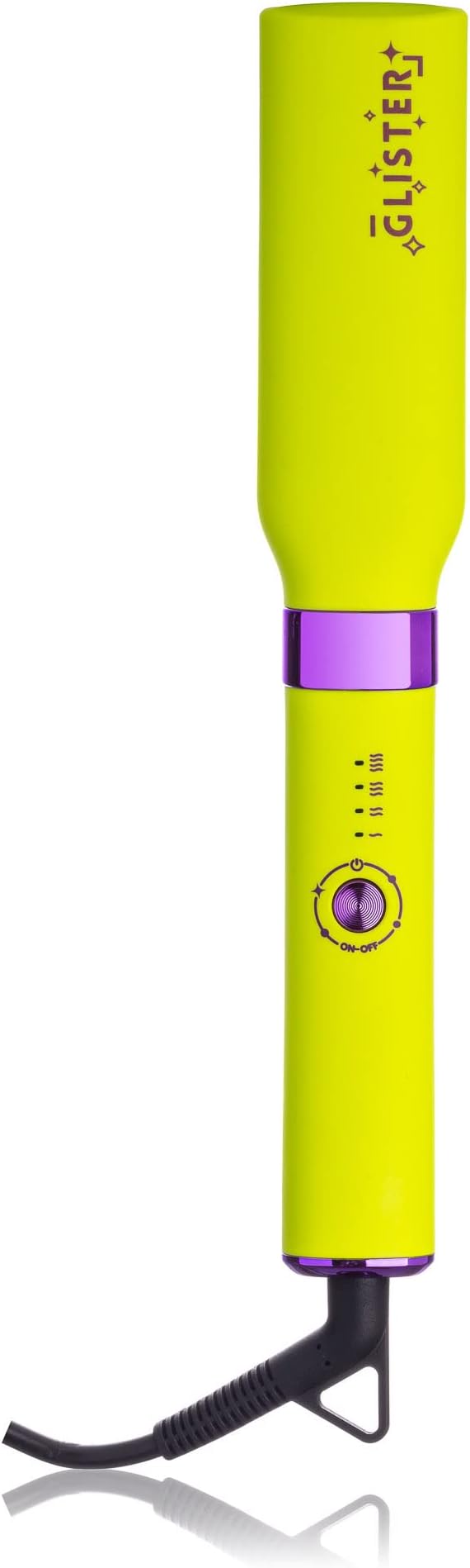 Glister Folding Hair Straightener Brush, Hair Brush for Hair Straightening, Volumizer, Fringe Curler, Hair Styling Comb with Adjustable Temperature - Lime Burst (Yellow)