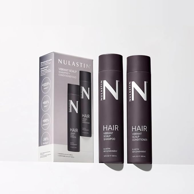 NULASTIN Shampoo + Conditioner Duo - Vibrant Scalp Shampoo (10 Fl Oz) & Vibrant Scalp Hair Conditioner (10 Fl Oz) for Fine Hair - Gift Set for Voluminous Hair - Color‑Safe, Vegan (2 Count)