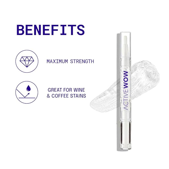 Active Wow 24K Whitening Pen for Teeth - Teeth Whitening Pen, Stain Remover, Gel Pen, Fluoride Free, No Sensitivity, Easy to Use - Mint