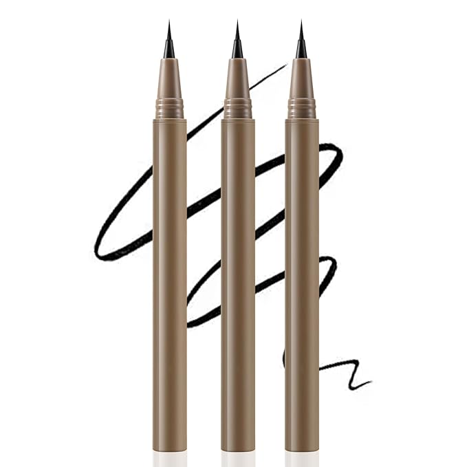 Boobeen 3pcs Eyeliner Liquid Liner, Black Eyeliner Pen Waterproof with Ultra-fine tip, Ink Liner Eye Liner Long Lasting, Quick Drying