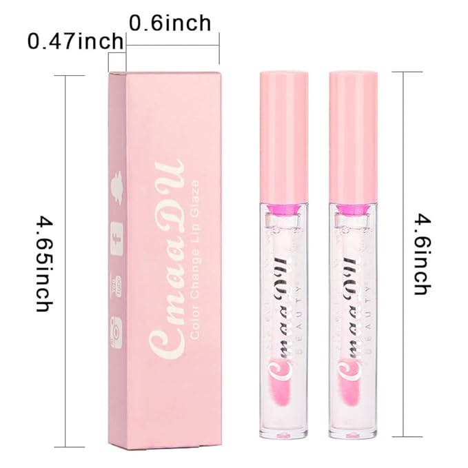 evpct 2Pcs Clear Color Changing PH Tinted Lip Changing