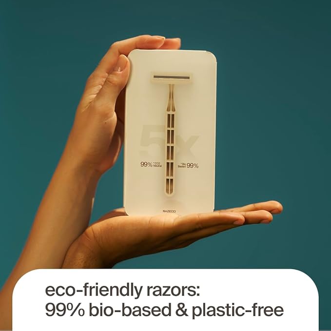 Plastic-Free Disposable Razors – 5 pieces, 3 blades – Sustainable shaving for a zero-waste routine (Rose)