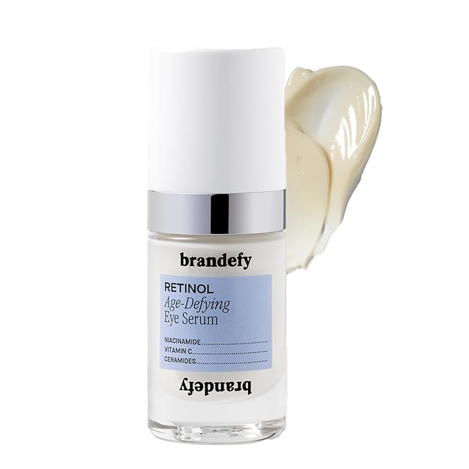 Brandefy Retinol + Niacinamide Anti-Aging Eye Serum - Under Eye Cream for Dark Circles and Wrinkles - Peptide, Caffeine, Vitamin C E Cream - Made in The USA (O.5 Oz)