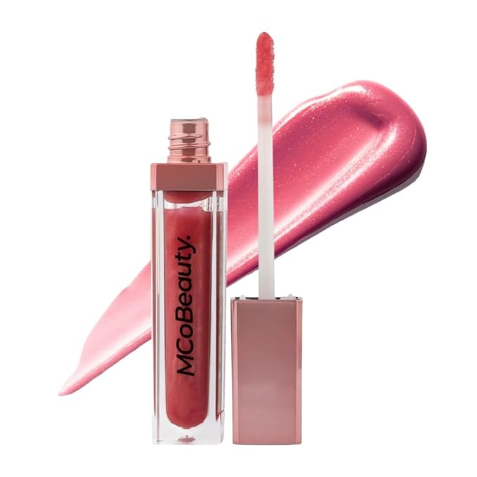 MCoBeauty - Lip Lights Shine Gloss - Berry Pink Lip Gloss - High Shine Glass-Like Finish with Built-In LED Light & Mirror - Moisturising Lightweight - Face Makeup
