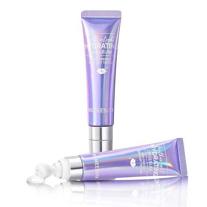 MSMEESUYA Lip Balm & Serum for Dry Lips, Featherlight Hydrating Balm, Non-Sticky Lip Moisturizer for Smooth & Glossy Lips, 2-Pack (0.5oz Each)