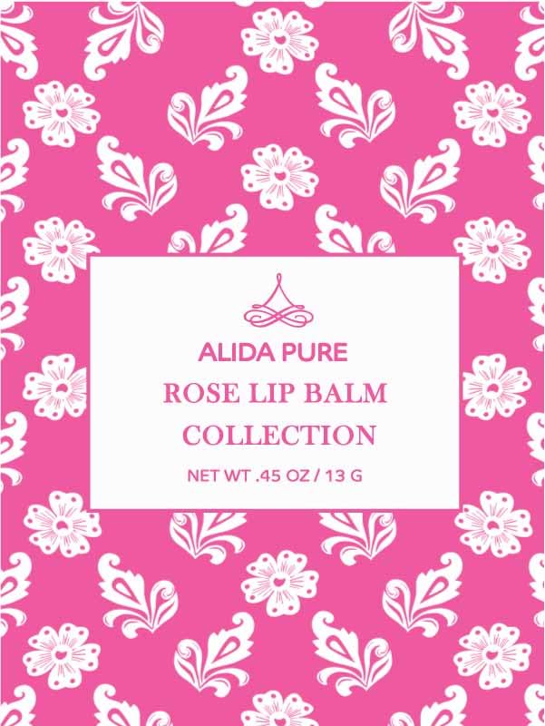 ALIDA PURE Rose Lip Balm Collection, Vegan Set, Beeswax Free, with Organic Jojoba and Avocado Oil, Vitamin E, Natural Moisturizer for Dry, Chapped Lips, 3 Tube Set
