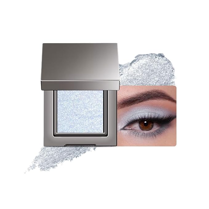 Matte Neutral Single Eye Shadow Palettes Eye Makeup, Light blue Glitter Cream Eyeshadow Palette Makeup, High Pigment Waterproof Nudes Eye Shadow Palettes, For Older Women(04# Pack of 1)