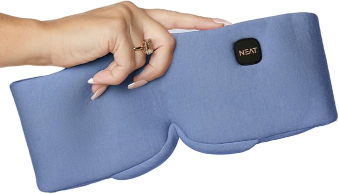 Neat Sunday Heated Eye Mask - Cordless Eye Mask for Dry & Tired Eyes - 4 Adjustable Temperature Settings - Rechargeable and Light Blocking, Washable Cover for Cleaning (Ocean Stone)