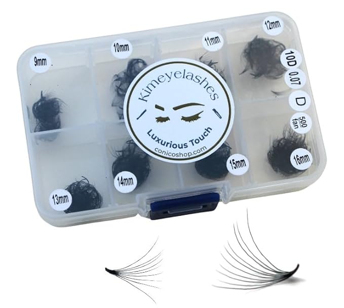 Premade Fans Eyelash Extension 500 Fans Handmade Loose Volume Lashes 5D/8D/10D/12D Pre-made Fans 0.05mm 0.07mm C/D Curl 9-16mm Hybrid Wispy Promade lashes (10D - 0.07, Curl C)