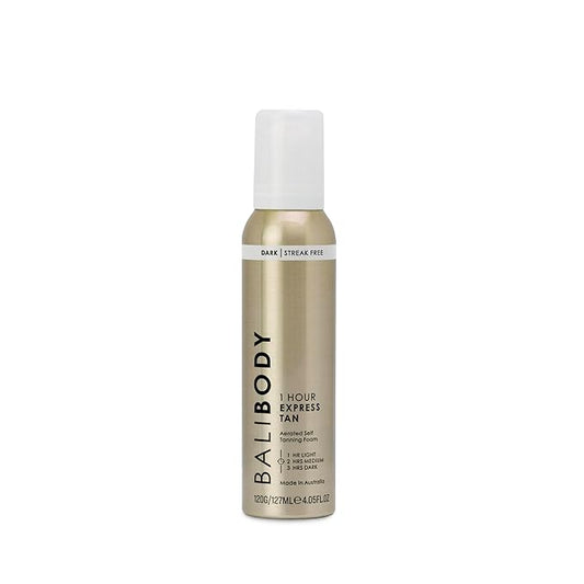 Bali Body 1-Hour Express Self Tanner Foam – Dark Shade, Fast-Drying, Streak-Free, Lightweight Formula for a Natural, Flawless Tan – Self Tan, Fake Tan, Vegan & Cruelty-Free (127 ml/4.05 fl oz)