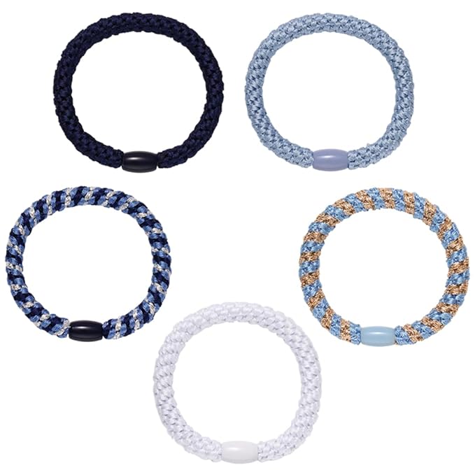 Hair Ties for Thick Hair 30 Pcs Elastics Hair Bands Ponytail Holders No Damage No Crease Hair Elastics For Women Girl(BLUE)