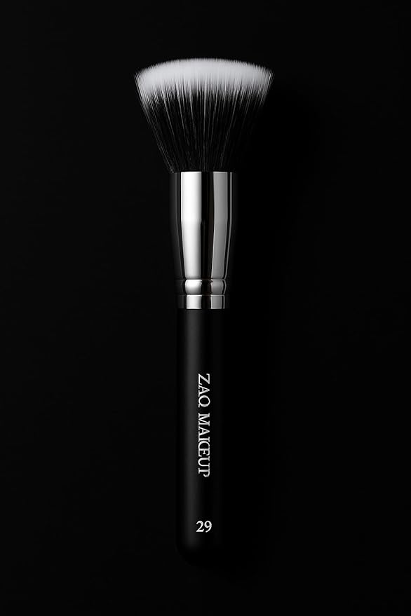 ZAQ Premium Duo Fiber Stippling Brush - The Ultimate Tool for Flawless Liquid Foundation Application, Blending, and Face Makeup