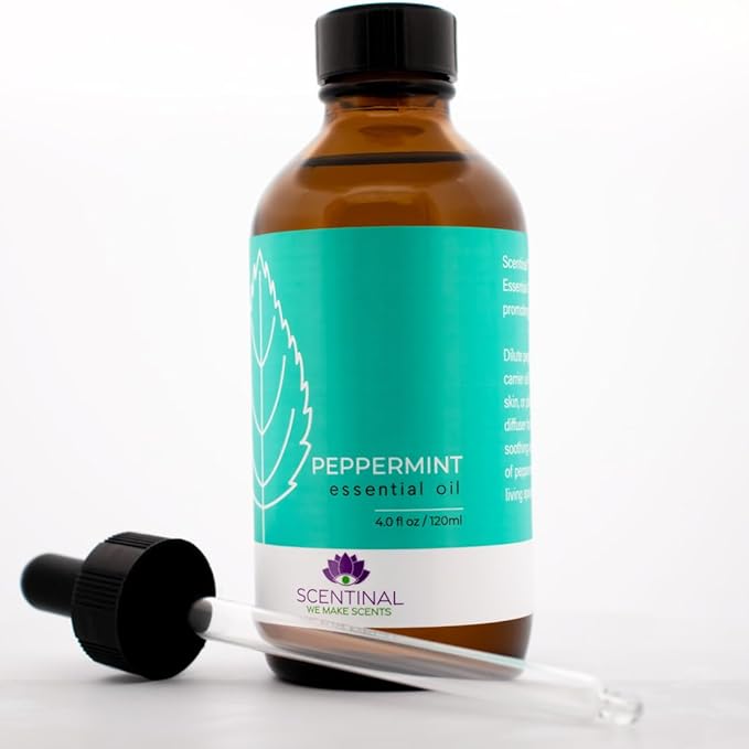Scentinal Premium Essential Oil - 100% Pure, Natural & Authentic - Extra Large 4oz Bottle (120ml) with Eyedropper - Refreshing Aromatherapy Experience (4 oz / 120ml, Peppermint)