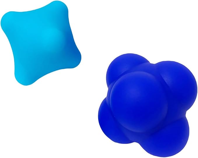 Set of 2 Massage Balls, Reflex Ball for Hand Eye Coordination Training and Six Point Spike Massage Ball for Deep Muscle Relief, Suitable for Hands, Feet and Back (Dark Blue/Blue)