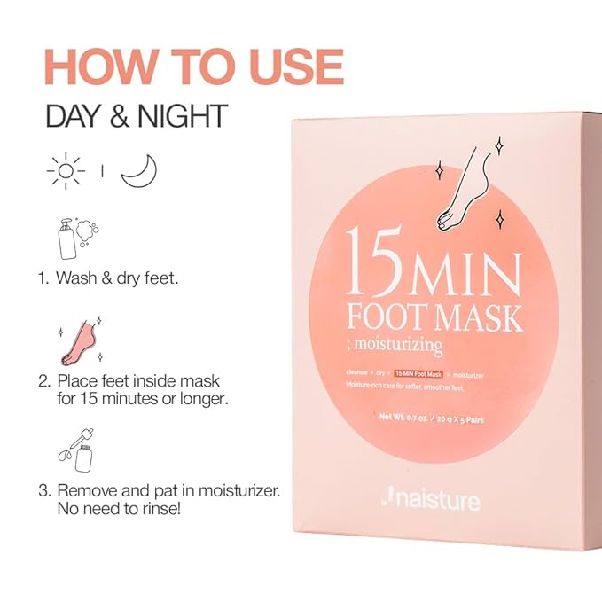 Naisture 15 Min Hand and Foot Mask (10pc): Hydrating Korean Spa Kit Essentials for Moisturized Hands and Feet