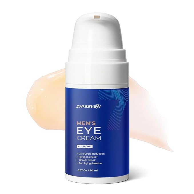DIPSEVEN Mens Eye-Bags Treatment Cream: Under Eye Repair for wrinkles Baggy Puffiness and Dark Circles - Anti-aging Hydrating with Peptides + Hyaluronic Acid + Niacinamide + Botanical complex+VC