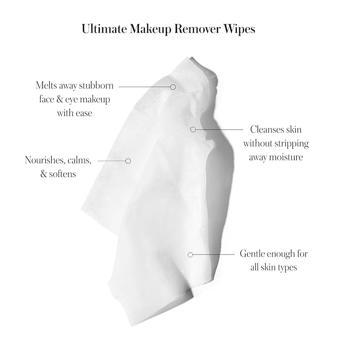 RMS Beauty Makeup Remover Wipes – Gentle, Hypoallergenic Facial Cleansing Towelettes with Nourishing Ingredients, Effective for All Skin Types, Travel-Friendly, 30 Count Pack