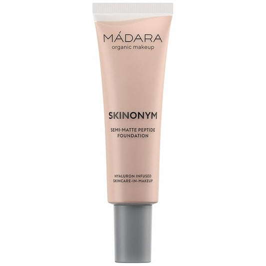 MÁDARA Organic Skincare |SKINONYM Semi-Matte Peptide Foundation, #30 ROSE IVORY, 30ml – Boosted by collagen-supporting peptides, Semi-matte finish, Adapts to the skin's texture, Ecocert certified.