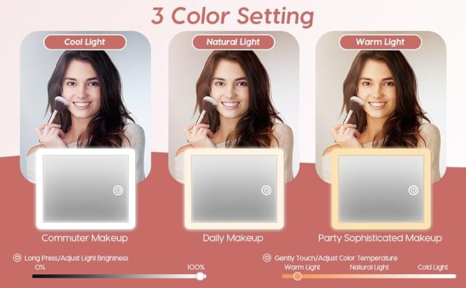Gdsshuhung Makeup Bag with Mirror | Partitionable Professional Makeup Organizer | Large Travel Makeup Bag for Women | Cosmetic Case for Daily & On-the-Go Use (Pink)