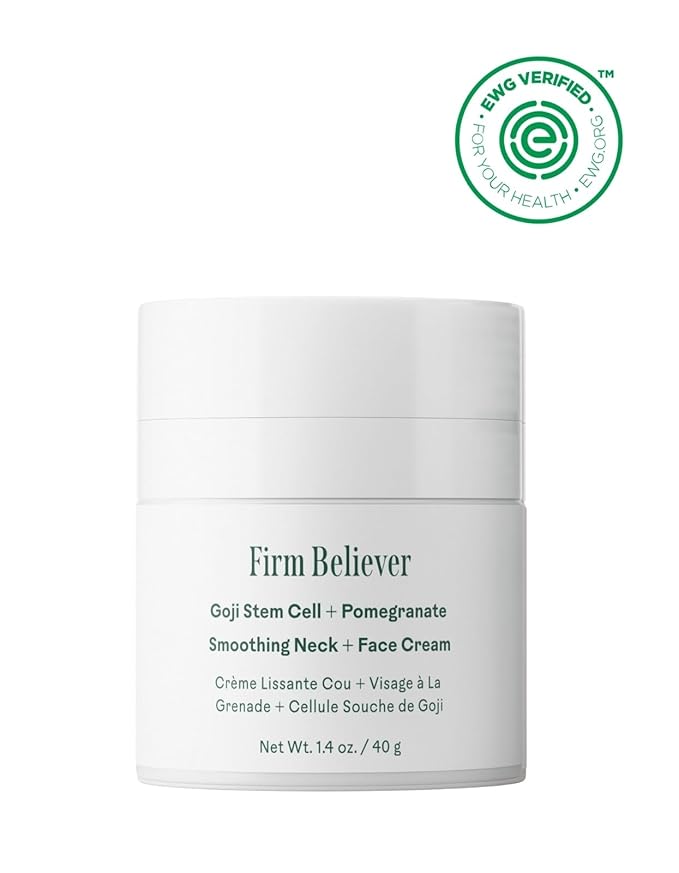 Three Ships - Firm Believer Goji Stem Cell + Pomegranate Smoothing Neck + Face Cream | Moisturize, Smooth, Tone Skin | Cruelty-Free, Vegan, Paraben-Free, Sensitive Skin Safe (1.4 oz | 40 g)