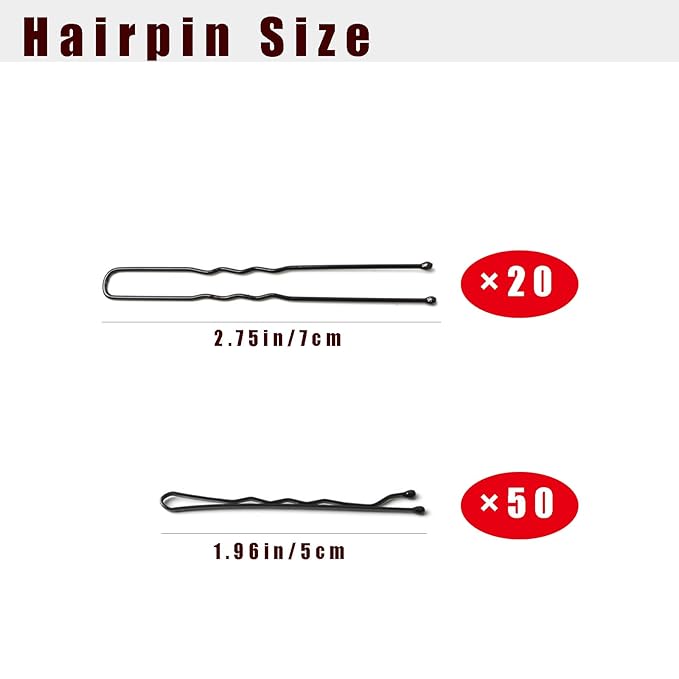 Black Hair Sponge for Updo - Hair Donuts for Updos（50 Bobby Pins+20 U-Clips）Volume Hair Bumps Tool，Hair Padding for Updos