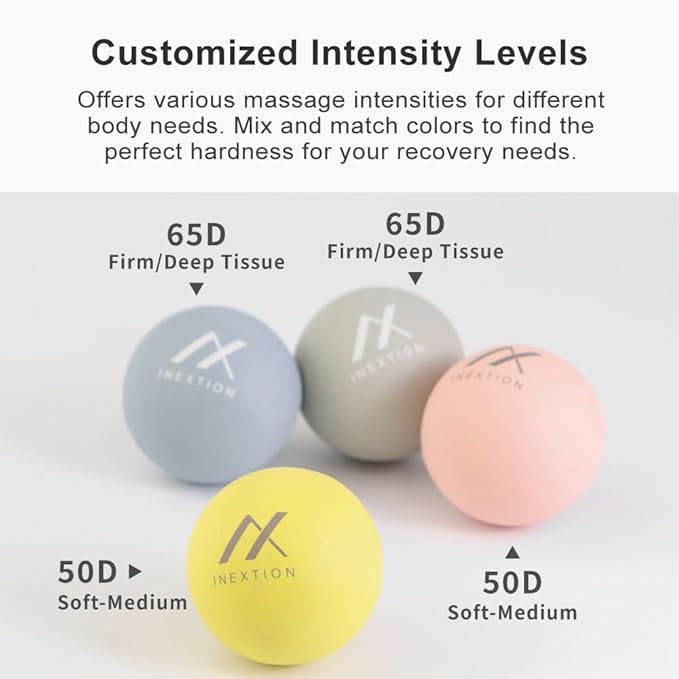 Therapy Massage Balls (2-Pack), High-Density Fascia Balls for Targeted Muscle Relaxation & Daily Recovery - 50D & 65D Hardness Options (Serene Gray + Dawn Yellow (65D+50D))