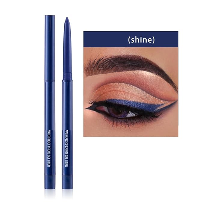 eyeliner pencil retractable eyeliner creamy pigmented smudge proof eye liner pen shimmer Dark Blue