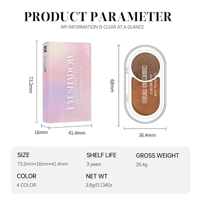 Warm Copper & Bronze Brown Shimmer Eyeshadow Duo – High Pigment Metallic Eye Shadow Palette, Long-Lasting Blendable Warm Nude Copper Brown Shades for Daily Makeup, Soft Glam & Smokey Eye Looks