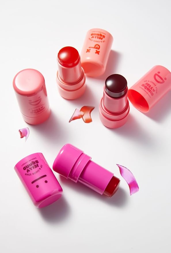 Jelly Squad Lip and Cheek Stain 2 in 1 Tinted Jelly Blush and Lip Stain Long Lasting Lightweight Natural Finish Goofy Cherry Pink, 0.28 FL.OZ/8G，pack of 1