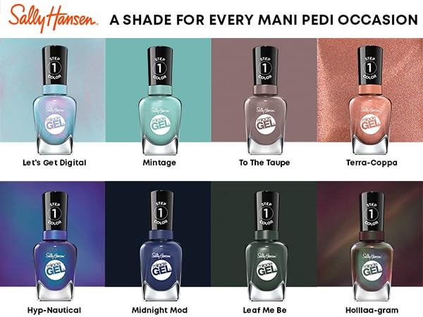 Sally Hansen Miracle Gel Salon Quality Nail Polish | Gel-Like Formula, Two-Step System, No UV Light Needed, Long Lasting | Opaque, Metallic | 841 Hollaa-Gram | Multichrome Brown Nail Polish