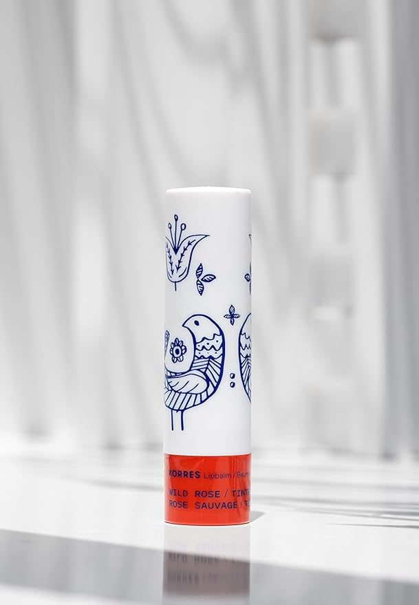 KORRES Lip Butter Stick Wild Rose Tinted Hydrating Lip Balm with Greek Hypericum Balsam Oil, Moisturizing & Subtle Tint for Soft Lips, Lip Care for Women & Men, 0.17 oz