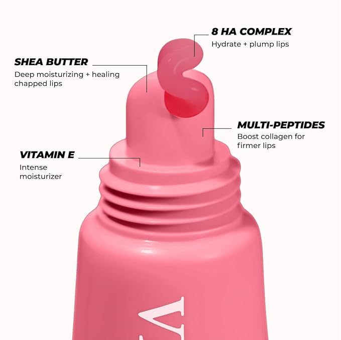 Vitamasques Lip Butter Balm Strawberry Pack of 3, Korean Lip Balm - Peptide Lip Treatment - Lip Balm Hydrating - Light Tinted Lip balm - Made in Korea - 0.33 fl.oz