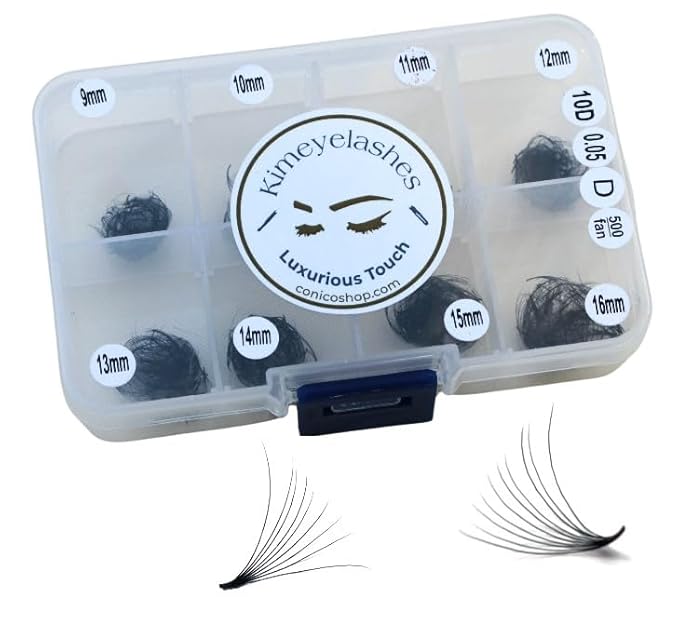 Premade Fans Eyelash Extension 500 Fans Handmade Loose Volume Lashes 5D/8D/10D/12D Pre-made Fans 0.05mm 0.07mm C/D Curl 9-16mm Hybrid Wispy Promade lashes (10D - 0.05, Curl D)