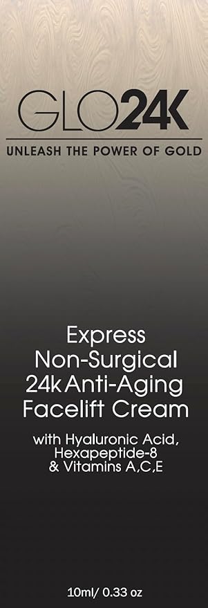 GLO24K Eye Care Set - Instant Facelift and Eye Cream with 24k Gold, Hyaluronic Acid, Vitamins A,C,E - Reduce Fine Lines, Puffiness, Dark Circles - For All Skin Types.
