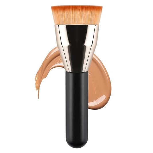 Flat Top Kabuki Foundation Brush,Professional Makeup Brush for Liquid Foundation,Make up Blending Brush for Liquid, Cream, and Powder(Gold)