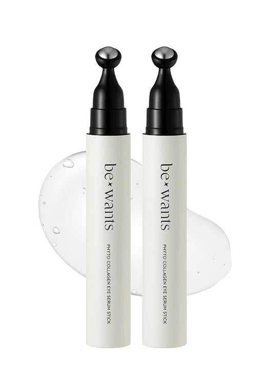 bewants Instant Eye Bag Remover, Phyto Collagen Roll-On Serum Stick – Refreshing Under Eye Massage with 61% Bamboo Water & 10% Phyto Collagen (2 Pack)