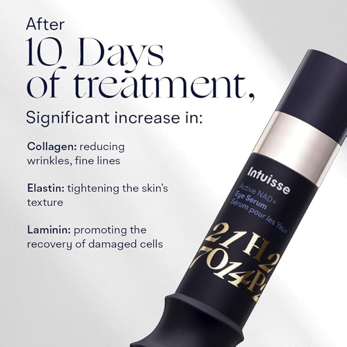 Intuisse Active NAD+ Eye Serum – Dark Circles, Puffiness, Fine Lines – 5% NAD+, Four Hyaluronic Acids & Swiss Liposomal Delivery – Lifting and Firming Formula – 5ml – Includes Applicator