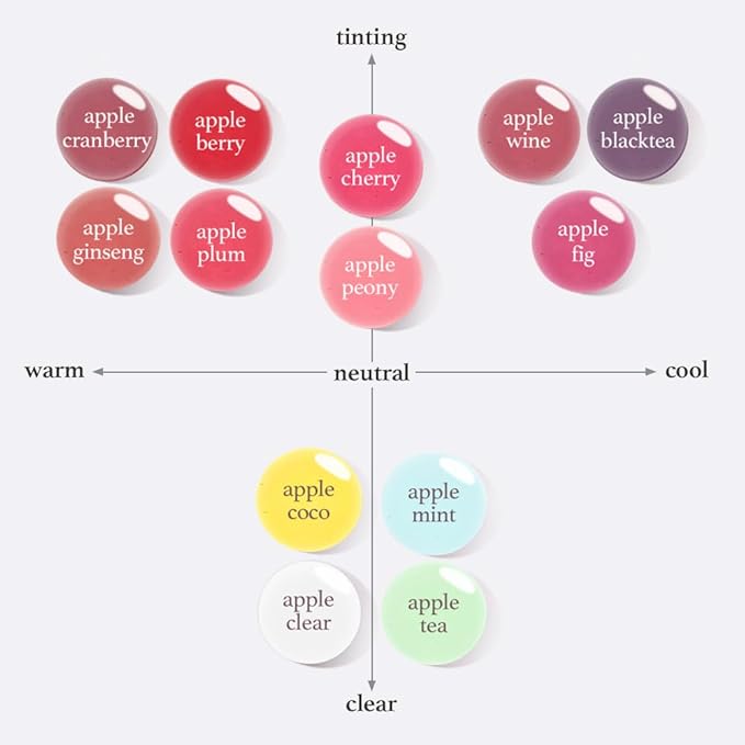 NOONI Korean Hydrating Lip Oil Set - Appleberry & Applecherry | Long-Lasting, Moisturizing, Plumping, Revitalizing for Dry Lips, Waterproof, No Peel Off, 0.12 FL Oz x 2ea