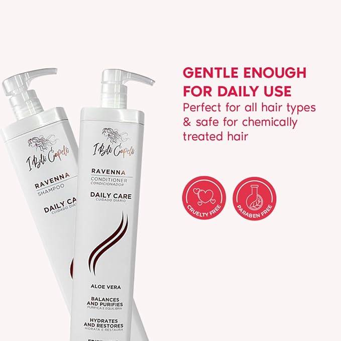 I Belli Capelli Ravenna Hair Straightening Kit – Repair Hair B-tox, Aloe Vera Shampoo & Conditioner, Repair Oil – Intense Hydration, Shine – Formaldehyde-Free – For All Hair Types (4-Pack)