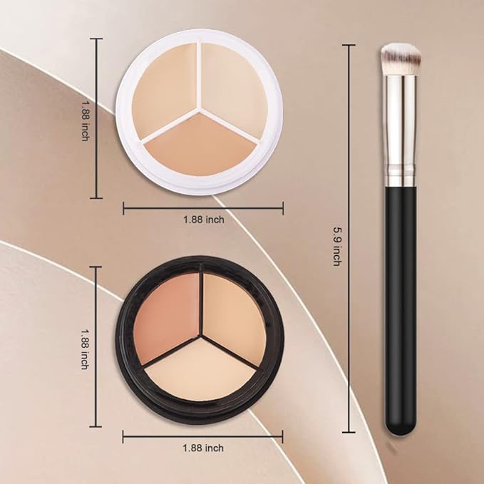 2pcs Tri-color Face Concealer Contour Palette With Brush