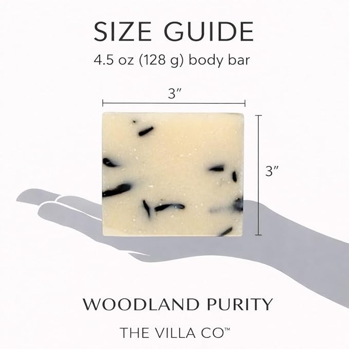 The Villa Co - Woodland Purity | 4.5oz Exfoliating Body Bar for Men | Artisan Made in USA | Natural Ingredients | Activated Charcoal