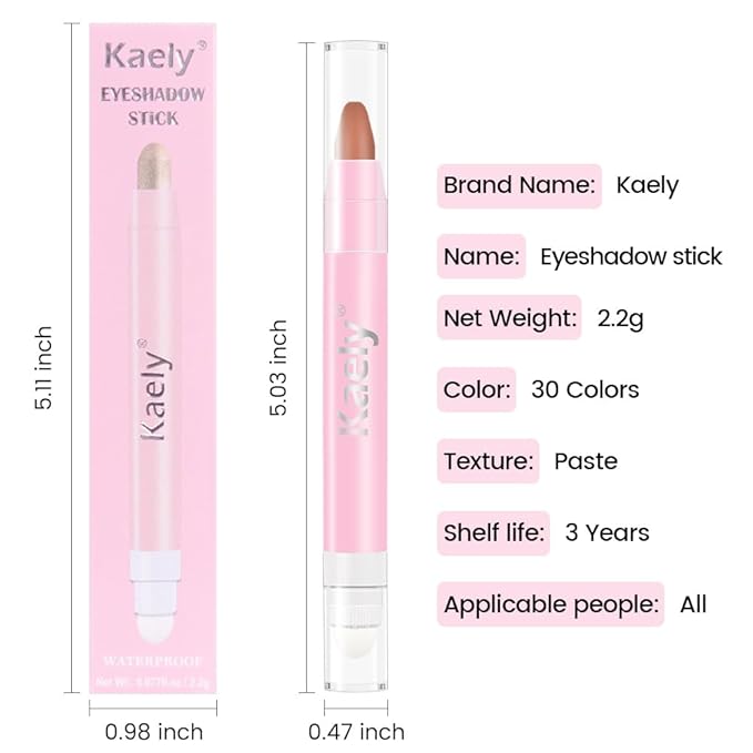 2in1 Matte Cream Eye Shadow Stick - Caramel Matte, Eyeliner Pencil Eyeshadow Palette Makeup, Waterproof Long Lasting Brightener, Crease Proof & Smudge Resistant, Cream Eyeshadow with Built-in Smudger
