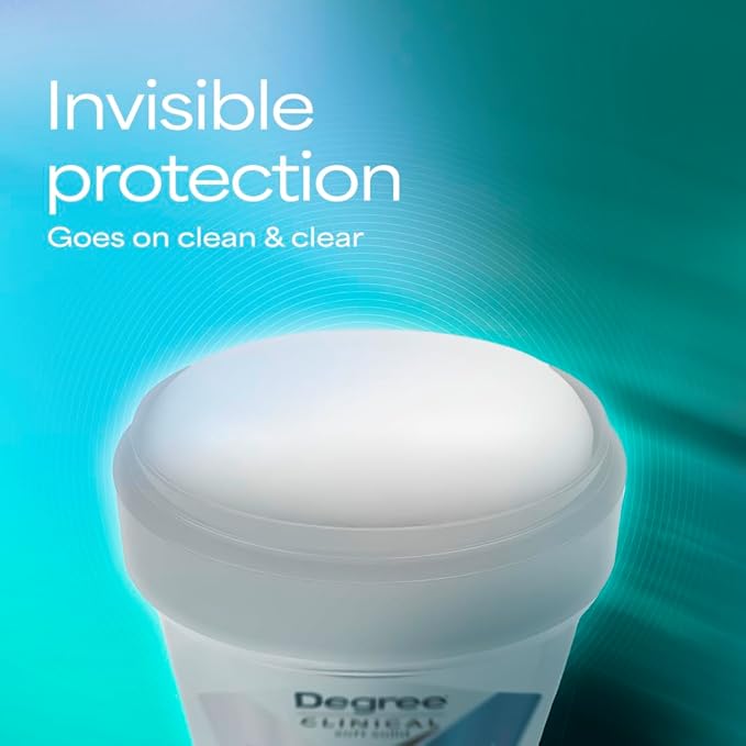 Degree Clinical Strength Antiperspirant Deodorant 96-Hour Sweat and Odor Protection Fresh Cotton Invisible Solid 5x Types of Sweat 1.6 oz