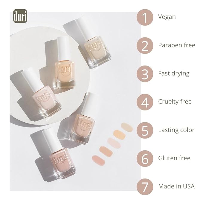 duri Nail Polish, 704 Herbal Lounge, Pastel Pale Gray with Green Tint, Full Coverage, Glossy Finish, Easy to Apply, 0.5 Fl Oz