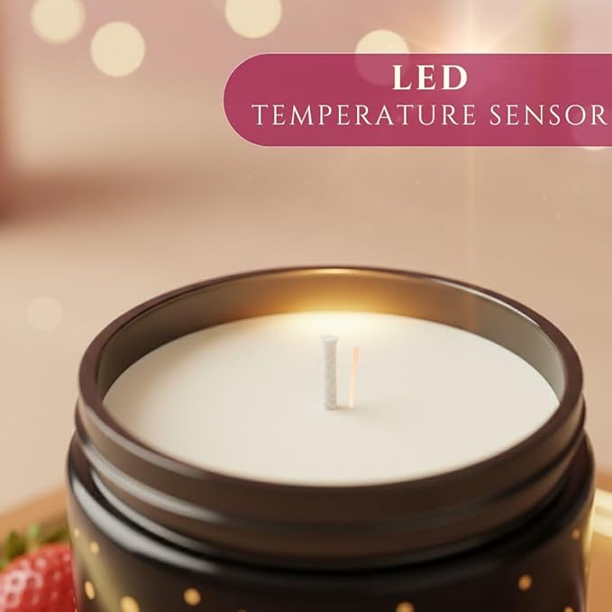 Vanilla & Strawberry Scented Candle (Black Jar), 40-Hour Burn, Dual Light Glow, Premium Soy Wax Blend, Dessert-Inspired Aromatherapy Candle for Bedroom & Bathroom – 7oz (200g)