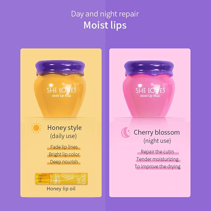 2PCS Lip Mask Overnight, Honey&Sakura Day