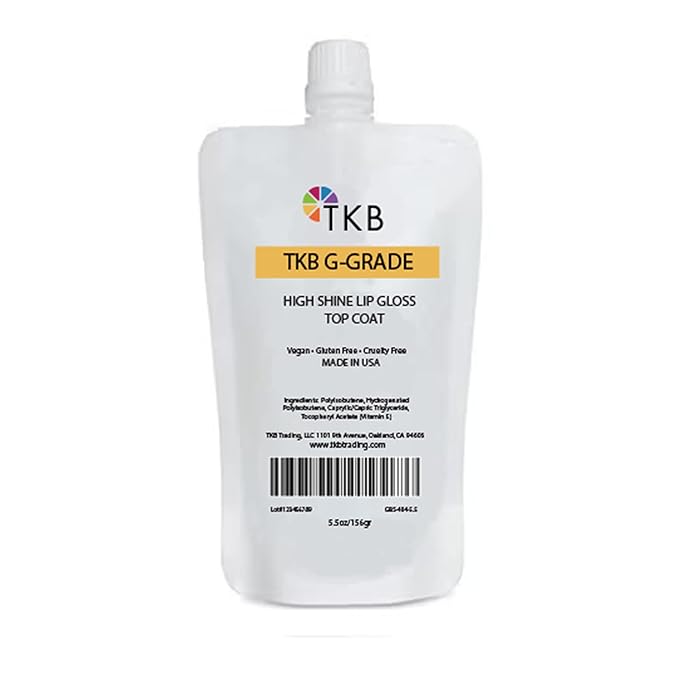 TKB High Shine Lip Gloss Top Coat (G-Grade)| Lip Oil, High Shine, Ready To Wear Clear Lip Gloss, DIY Lip Gloss, Mineral Oil Free 5.5oz (156g)