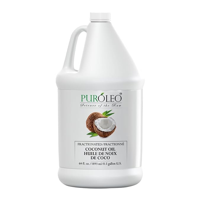 PUROLEO Fractionated Coconut Oil 64 Fl Oz/1900 ML (Packed In Canada) 100% Natural and odorless Moisturizer & Carrier Oil l Hair Skin Body, Aromatherapy, Massage, Makeup Remover